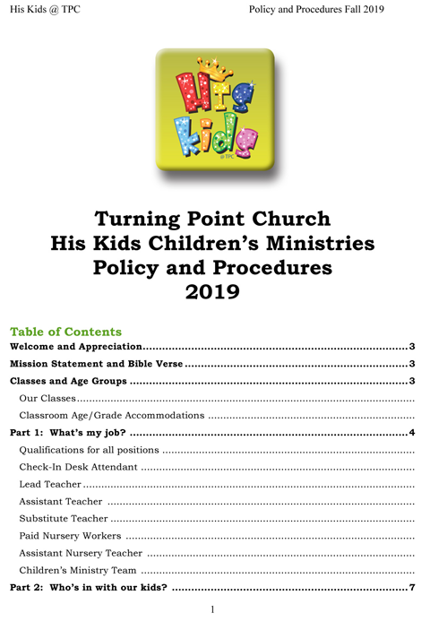 2019 TPC His Kids Policy.